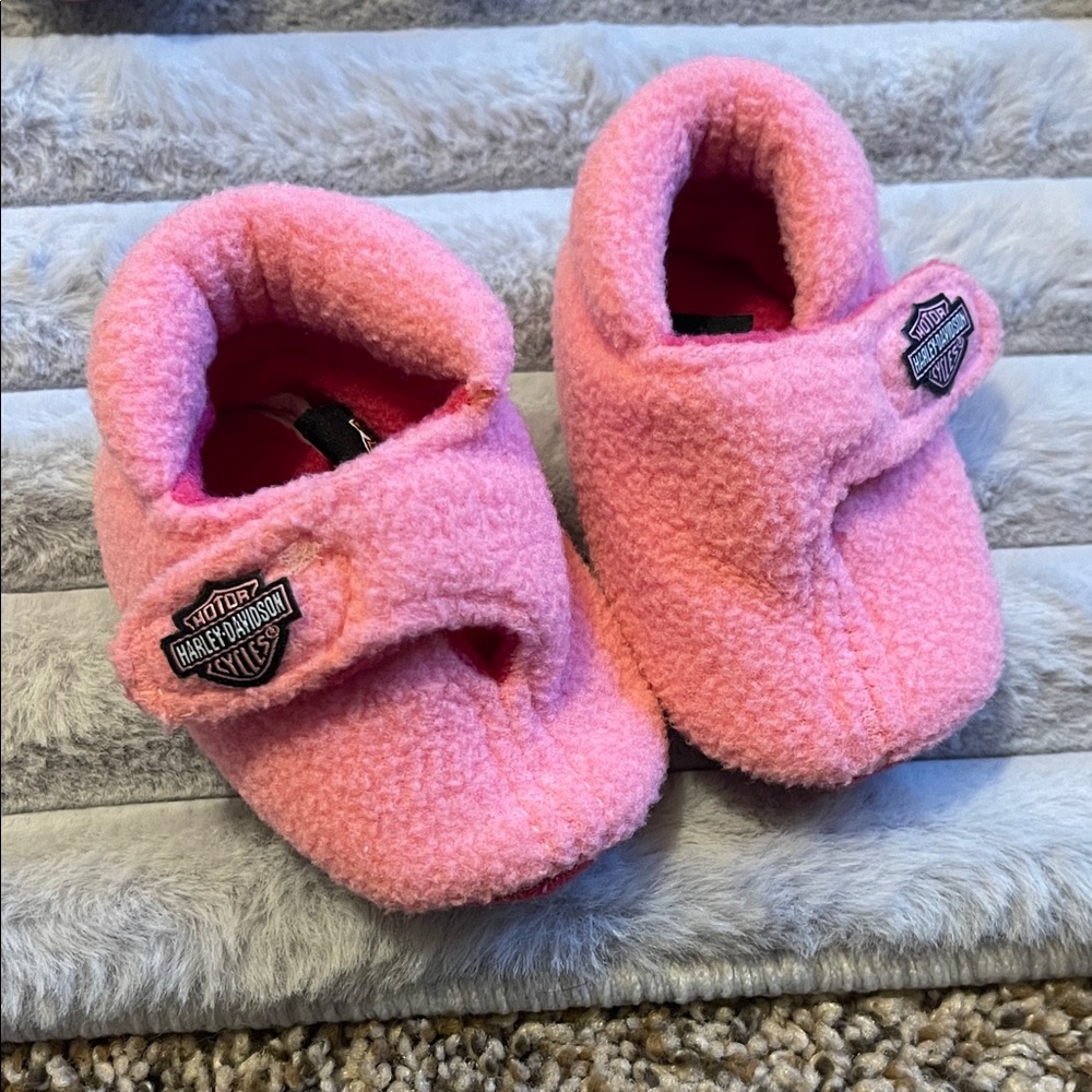 Harley-Davidson Pink Fleece Kids Slippers